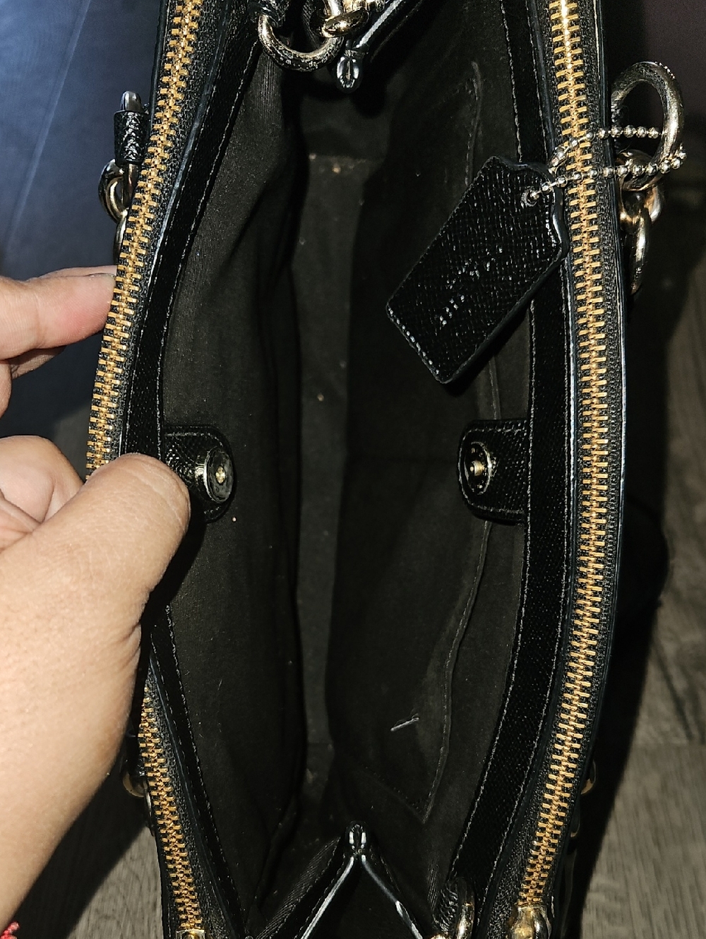 Coach Black Leather Shoulder Bag with Gold Accents - Picture 7 of 7